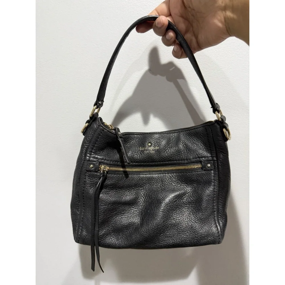 Kate Spade Michaela Chester Street Shoulder Bag Black Pebbled Leather Tassel M